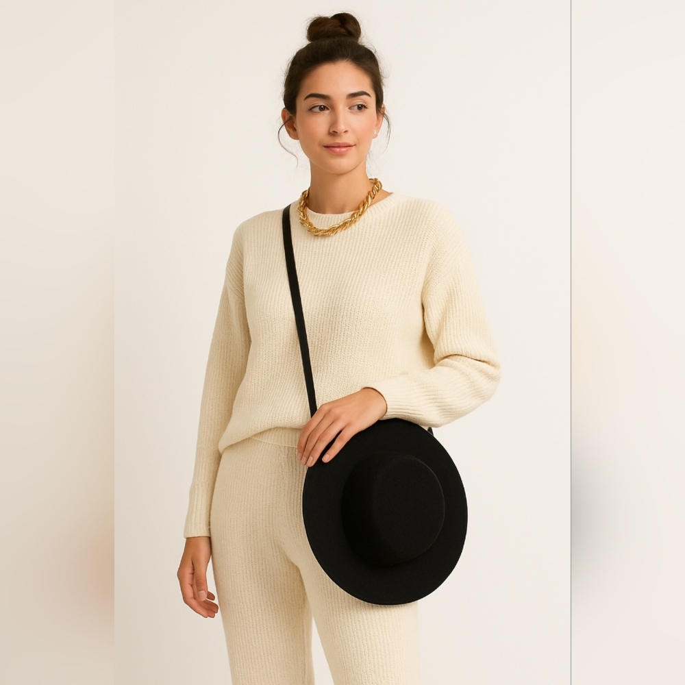 Eugenia Kim Black Wool Felt Hat Crossbody Bag